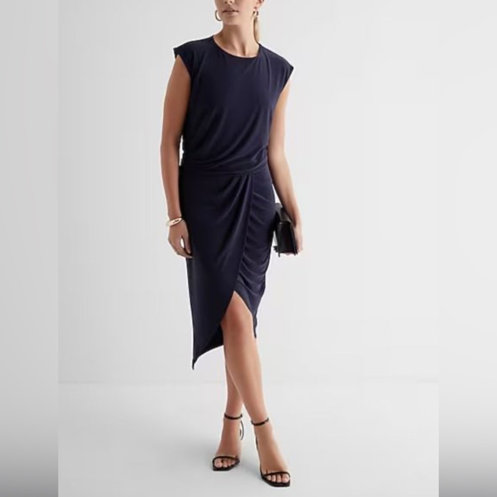Express Chic Navy Midi Dress